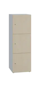 DOMINIT 33 úložná skříň 3-boxová, 1367x450x400 mm, korpus bílý, dvířka bříza světlá